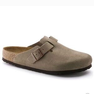 Birkenstock Boston Taupe Suede Slip-On Clogs Size 38 Or 7